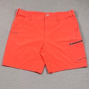 HUK Fishing Shorts Men's Size 3XL Pink Performance Stretch Cargo Outdoor EUC